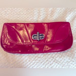Nine West oversized vintage red leather clutch